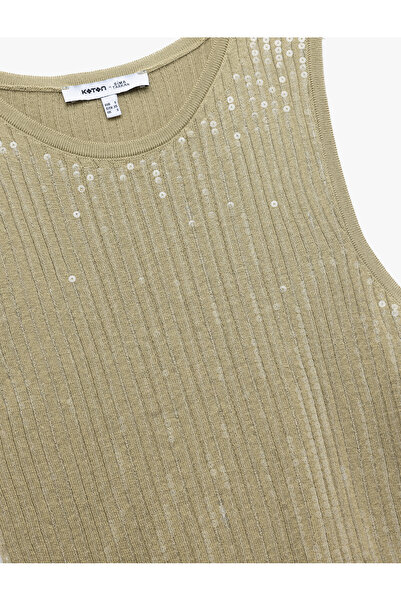 Koton Νέα σεζόν Koton X Sima Tarkan - Παγιέτες κεντημένες μπλούζες με λαιμόκοψη αμάνικο πλεκτό