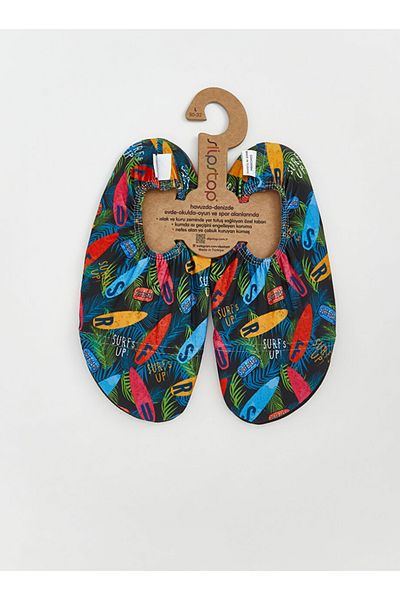 LC Waikiki Slipstop Black Printed Boys' Sea Shoes
