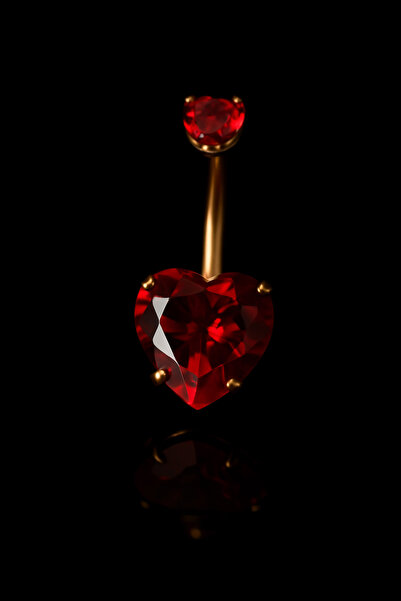 depozoom 316L Cerrahi Çelik Kalp Zirkon Taş Göbek piercingi