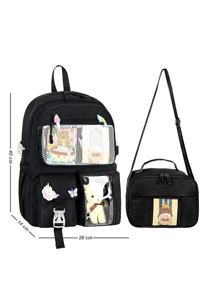 WMİLANO Kawaii Korean Style Elementary School Backpack Girl and Lunchbox Set with Thermos