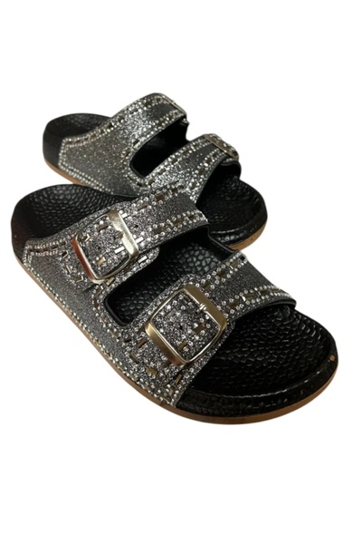 Lion Papuci eleganti cu catarama dubla brodata cu piatra