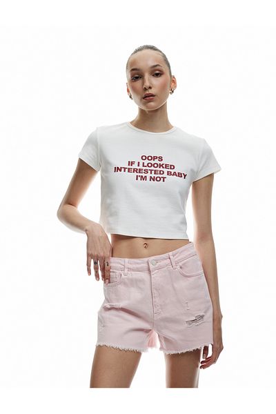 Koton New Season Cotton Five-Pocket Mini Tassel Detailed Ripped Denim Shorts