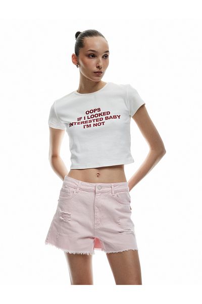 Koton New Season Cotton Five-Pocket Mini Tassel Detailed Ripped Denim Shorts
