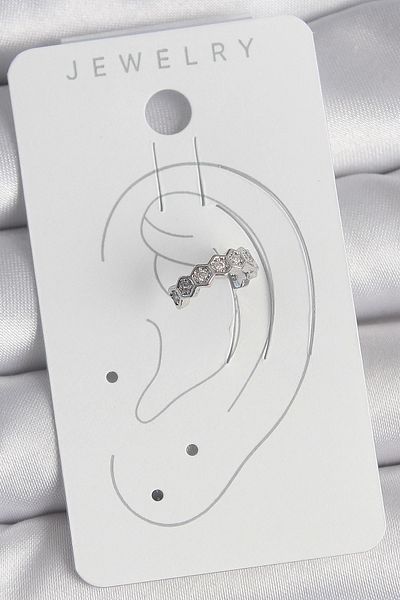 Clariss Brass Silver Color Honeycomb Model Zircon Stone Women's Cartilage Earrings
