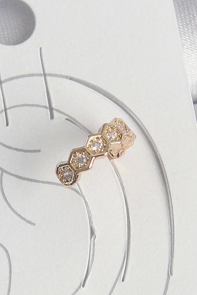 Clariss Brass Gold Color Zircon Stone Honeycomb Model Women's Cartilage Earrings