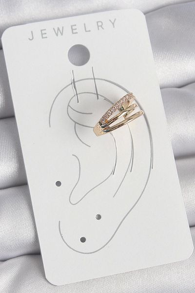 Clariss Brass Gold Color Zircon Stone 3 Row Model Women's Cartilage Earrings