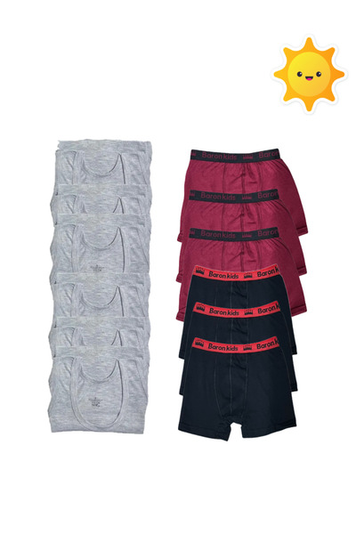 SİERNA طقم بوكسر للأولاد مكون من 12 قطعة، 6 قطع داخلية و6 بوكسر srn-001931