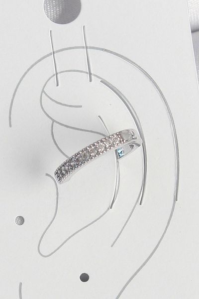 Clariss Brass Silver Color Zircon Stone Women's Cartilage Model Earrings
