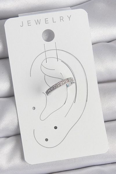 Clariss Brass Silver Color Zircon Stone Women's Cartilage Model Earrings