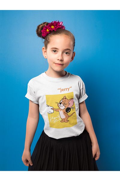SEVBANO Tricou unisex cu desene animate Tom și Jerry cu imprimeu Jerry pentru copii (vârsta 1-12)