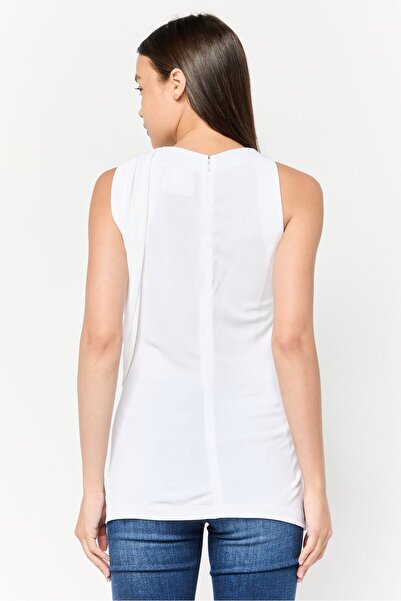 Givenchy Women Crew Neck Sleeveless Embellished Top, Off White