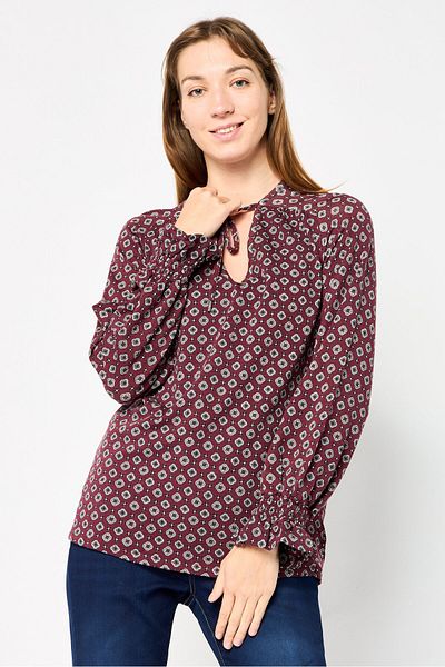 Michael Kors Women V-Neck Long Sleeves All Over Print Blouse, Multicolor