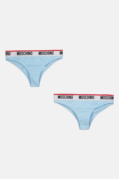 Moschino Women 2 Pieces Brand Logo Briefs, Light Blue
