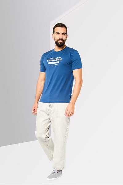 John Richmond Men Crew Neck Short Sleeve Graphic Print T-shirt, Blue