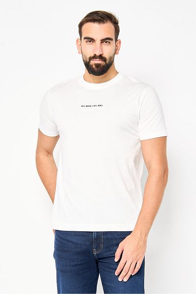 John Richmond Men Crew Neck Short Sleeve Graphic Print T-shirt, White