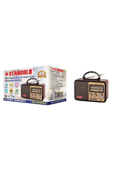 Generic STARGOLD FM/AM/SW Portable Retro Radio with USB/TF MP3, Bluetooth TWS, and 2000mAh Battery