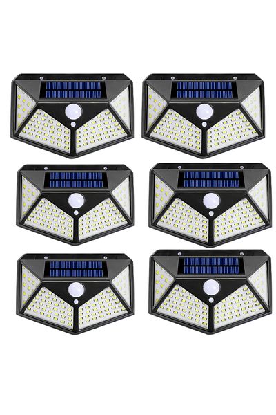 Generic Set 6 Lampi Solare Cu Panou Si Acumulator, 100 Led / Lumina Alba Si 270 Grade Raza
