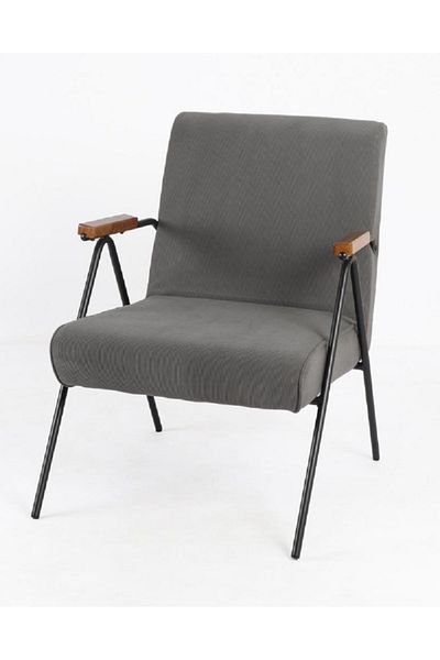 rexa Modern Industrial Accent Chair with Wooden Armrests