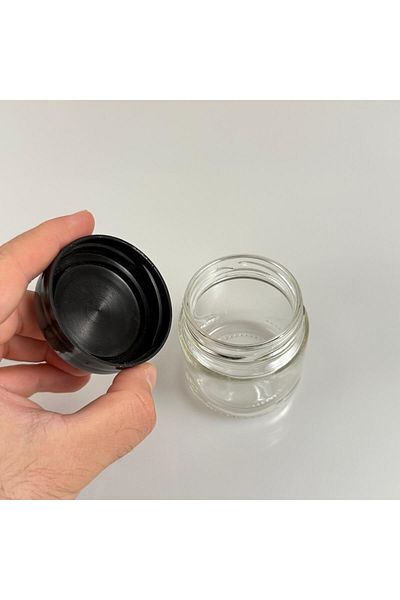 junibeliw 3Pcs Multipurpose Clear Glass Jar Storage Container Glass Jar with Plastic Lid 3X100Ml