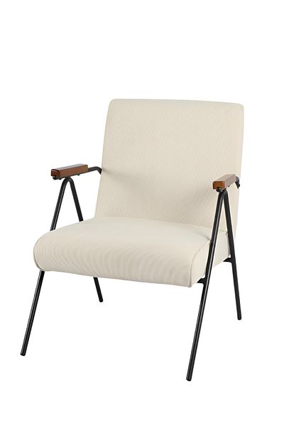 rexa Modern Industrial Accent Chair with Wooden Armrests