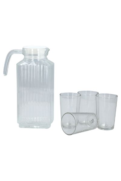 Bien Servi 5-Piece Elegant Design Easy Cleaning Beverage Set with Ergonomic Handle Clear