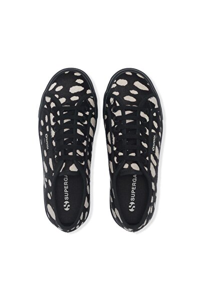 Superga 2790 Dk Dalmatian Ponyhair Kadın Siyah Bileksiz Sneaker