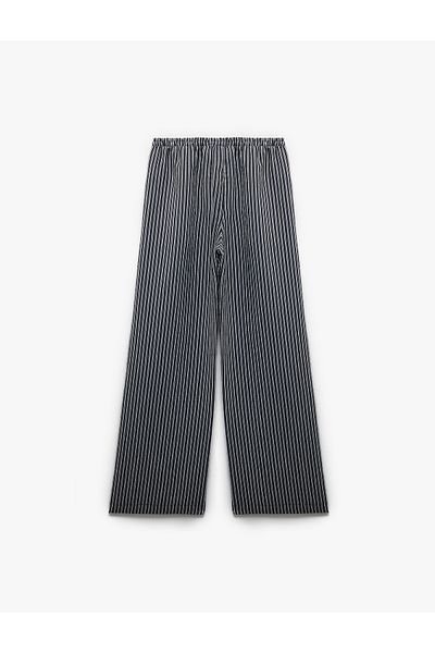 Koton Noul sezon Pantaloni cu dungi amestecate modal, cu șireturi în talie, cu buzunare