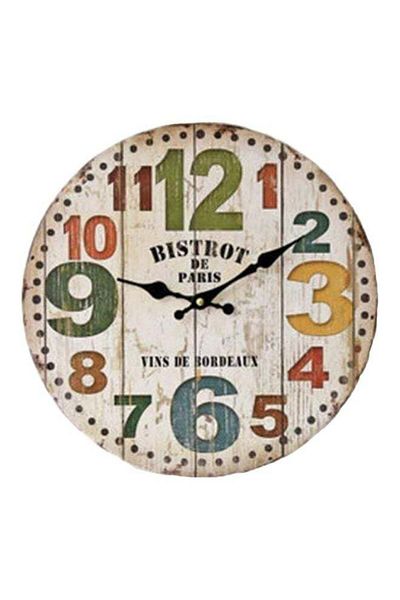 Generic Wooden Analog Wall Clock Beige/Green/Yellow