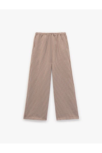 Koton Noul sezon Pantaloni cu dungi amestecate modal, cu șireturi în talie, cu buzunare