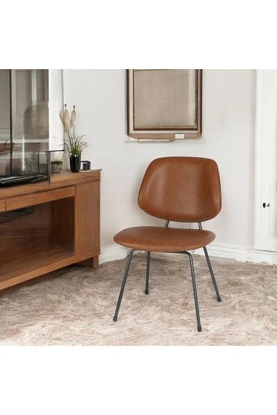 rexa Leather Lounge Dining Chair - 44 x 47 x 80 cm