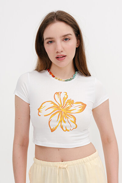 Addax Μπλουζάκι με στάμπα λουλουδιών P1784