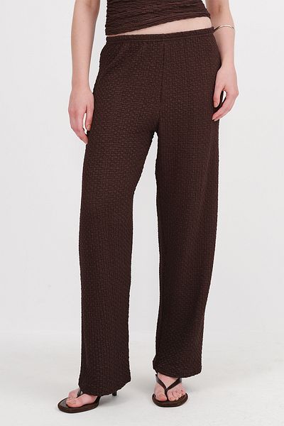 Addax Textured Wide Leg Trousers with Elastic Waist Pn326-T2