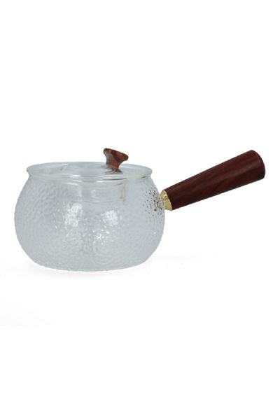 Bien Servi Glass Tea Pot with Lid and Wooden Handle Clear and Brown CW