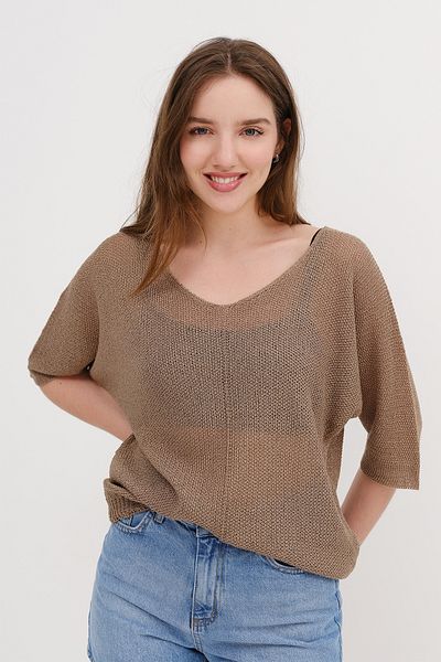 Addax Boat Neck Short Sleeve Knitwear T2927