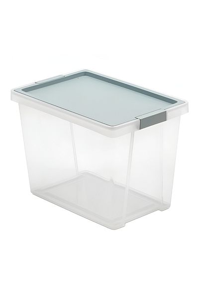 Tatay Hinged Handle Multipurpose Stackable Storage Box with Lid Blue Mist and Clear 15 Liter