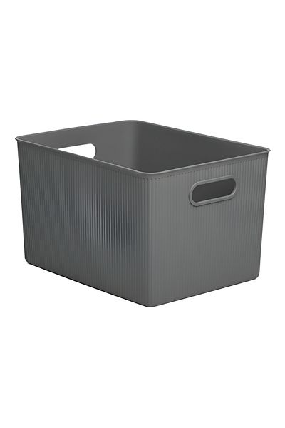 Tatay Impact Resistance Vertical Wavy Design Rectangular Multipurpose Storage Basket in Anthracite Grey