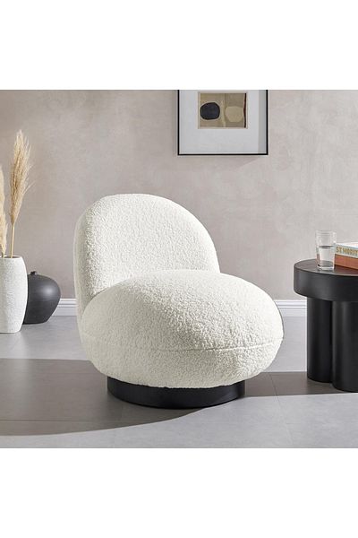 rexa Faux Shearling Fabric Accent Chair in White