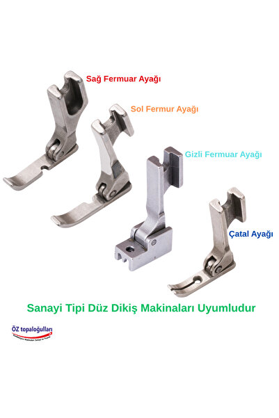 Muhtelif Düz Makina Fermuar Ayak Çeşitleri ( Sağ-Sol-Çatal-Gizli)