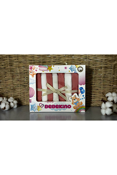 Bebekino مناديل مبللة للفم قطنية ممشطة للأطفال، علبة هدية مكونة من 7 قطع