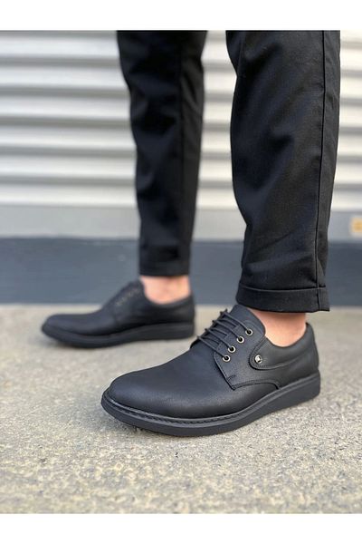 Joy Ayakkabı Jy0610 Clasico Lace-Up Skin Men's Casual Classic Shoes Cst - Matte Black