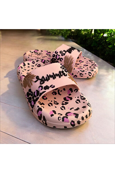 GEZER LEOPAR DESENLİ KABARTMALI .KAYDIRMAZ TABAN. Havuz Deniz Banyo Balkon Teras Ev Ve Sokak Terliği