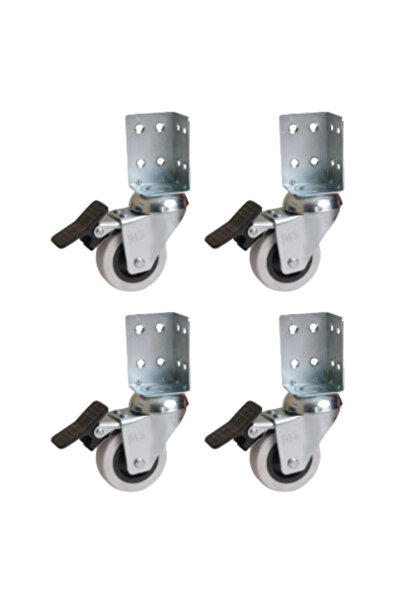 Hts 334-L Frenli Çift Bilyalı PVC Tabla Bağlantılı Mobilya Tekerleği 50x20mm4...