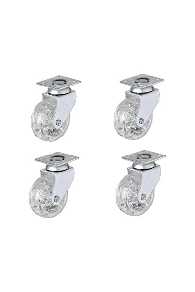 Hts 325 Şeffaf Makaralı Döner Tablalı Mobilya Tekerleği 50x20mm 4'lü Set