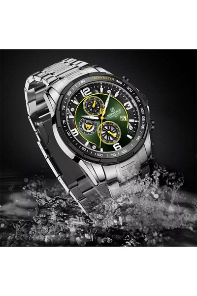 Naviforce Fashion Multifunction Chronograph Date Display Stainless Steel Wristwatch For Men