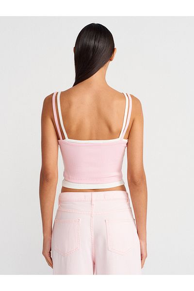 Dilvin 21085 Double View Strap Top-Powder Pink