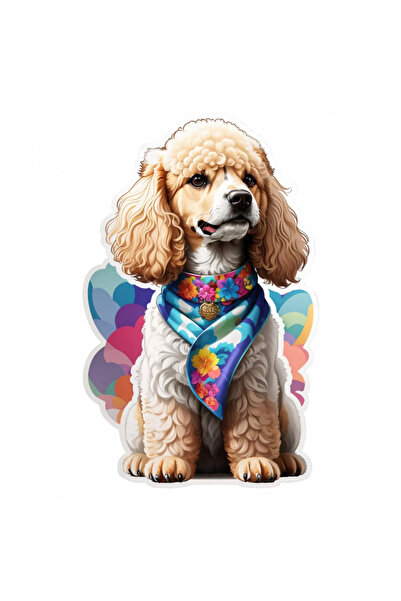 INOVATIX Set de 8 piese, autocolant câine pudel cu eșarfă, INOVATIX®. 6 cm