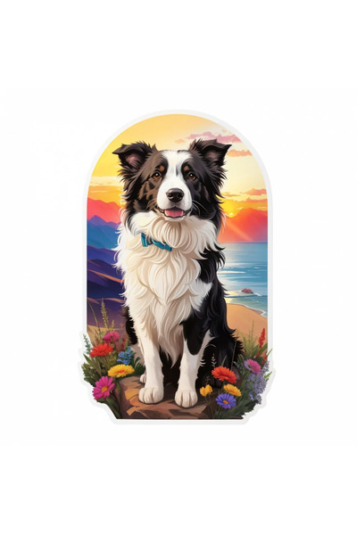 INOVATIX Set de 8 piese, autocolant pentru câine Border Collie cu zgardă, INO...