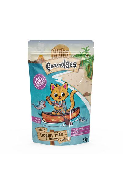 Smudges Aloha Smudges Ocean Fish & Salmon Adult Cat wet food in Jelly 85g Pouch Pack of 12