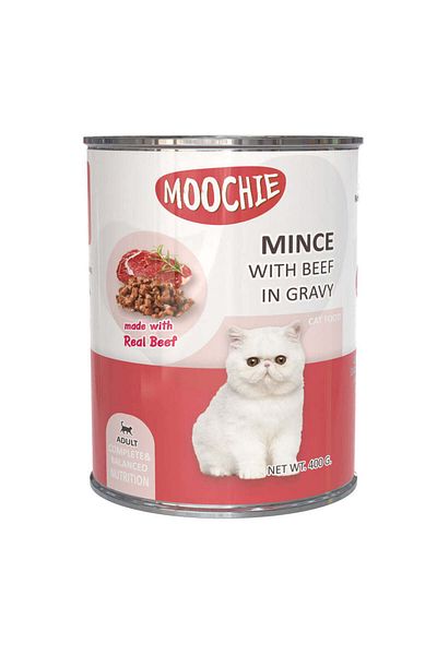 MOOCHIE Mince With Beef In Gravy Cat Wet Food Can 400g Pack of 12