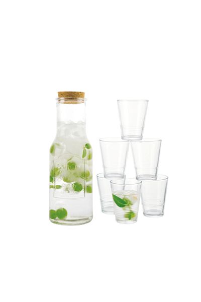 Bien Servi 7-Piece Elegant Design High Quality Glass Beverage Set Clear